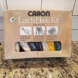 Vintage Caron Indian banner latch hook kit circa 1977 for wall art or pillow